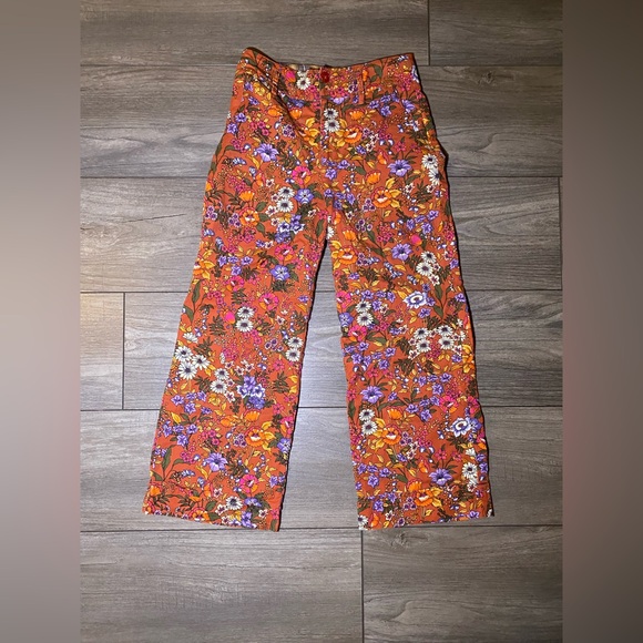 Anthropologie Pants - EUC Anthropologie Maeve Floral Wide Leg High Waisted Cropped Pants
